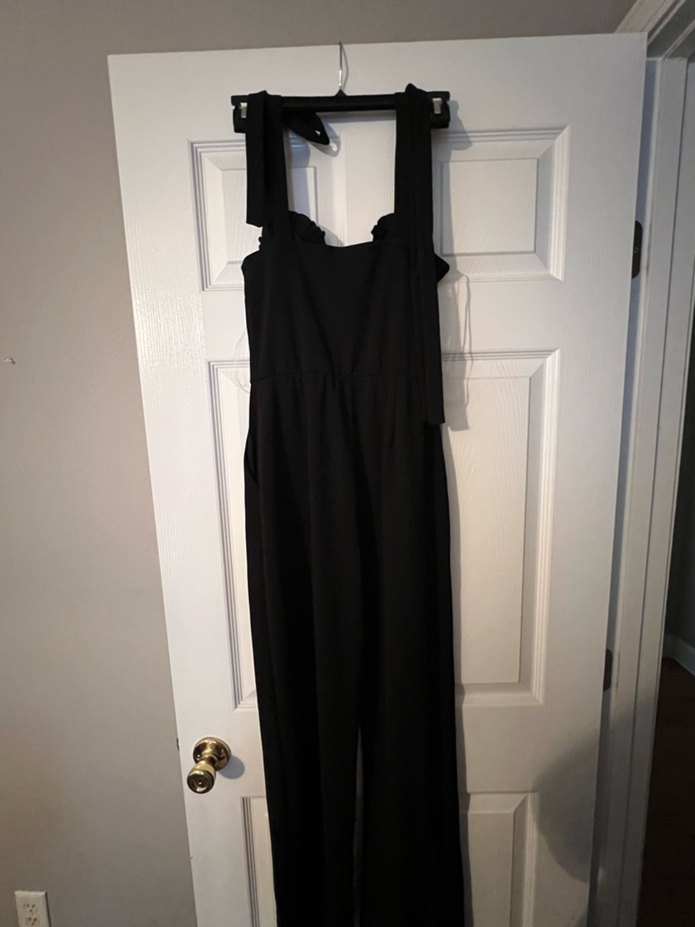 Moa Moa Black Tie-Shoulder Wide-Leg Jumpsuit
